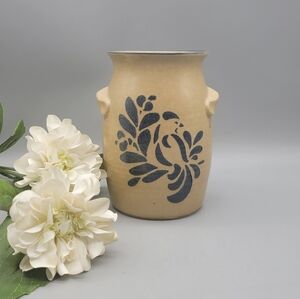 Vintage Pfaltzgraff Folk Art Utensil Holder or Flower Vase - 1980s Stoneware